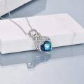 wholesale 925 Sterling Silver Blue Crystal Heart Infinity Pendant Necklace for Women-0-3
