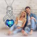 wholesale 925 Sterling Silver Blue Crystal Heart Infinity Pendant Necklace for Women-0-5