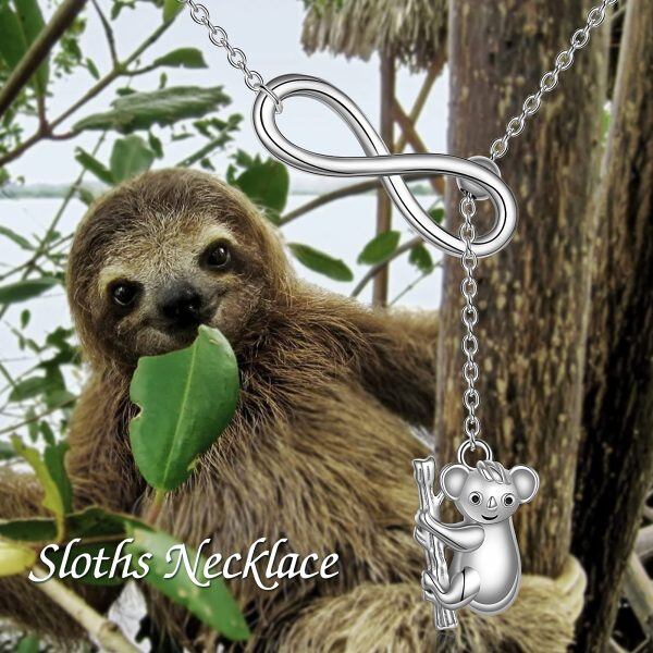 Sterling Silver Infinity Sloth Necklace-3