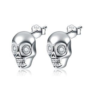 Sterling Silver Skull Earrings-0