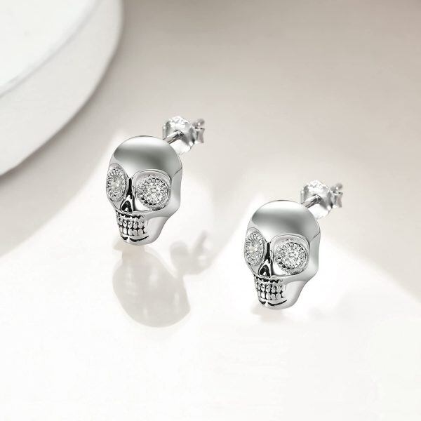 Sterling Silver Skull Earrings-2