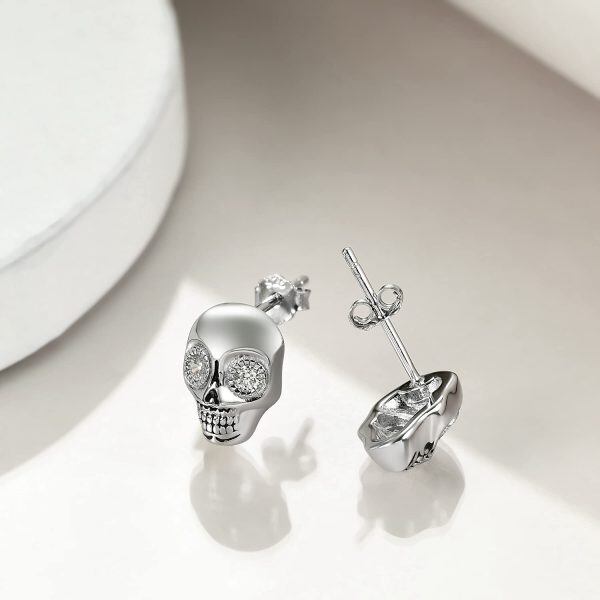 Sterling Silver Skull Earrings-3