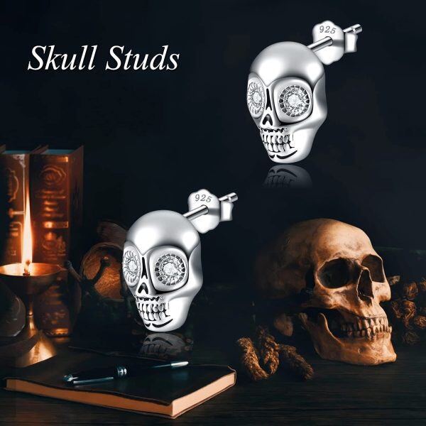 Sterling Silver Skull Earrings-4