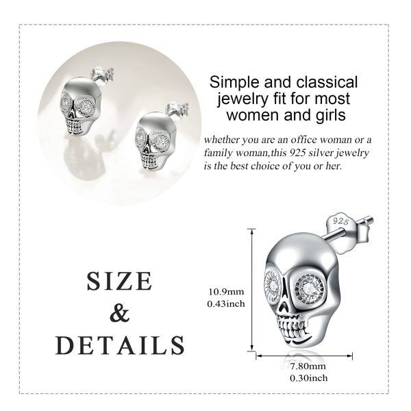 Sterling Silver Skull Earrings-5