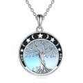 wholesale 925 Sterling Silver Blue Agate Tree of Life Owl Pendant Necklace for Women-0-0