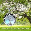 wholesale 925 Sterling Silver Blue Agate Tree of Life Owl Pendant Necklace for Women-0-5