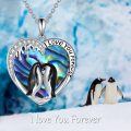 wholesale 925 Sterling Silver Heart-Shaped Abalone Shell Penguin I Love You Forever Pendant Necklace for Women Gifts-0-5