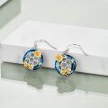 wholesale 925 Sterling Silver Blue Crystal Honeycomb Bee Drop Earrings for Women-0-1