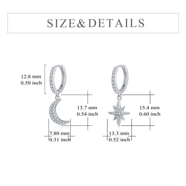 Sterling Silver Moon And Star Earrings-4