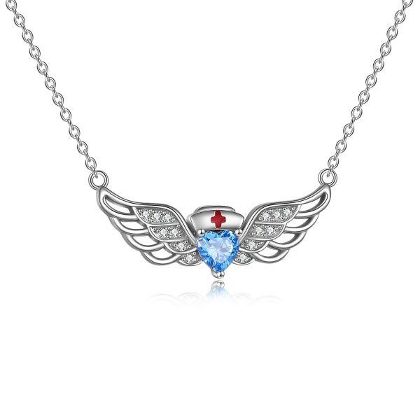 Sterling Silver Angel Wings Nurse Necklace-0