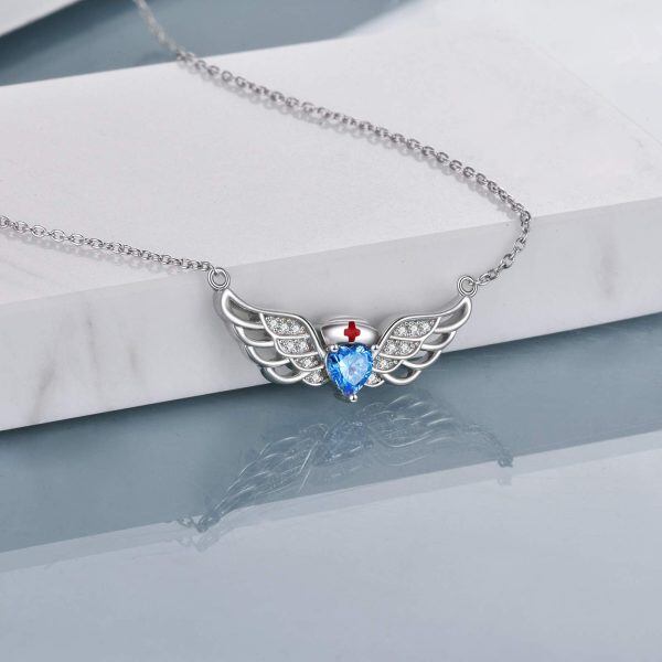 Sterling Silver Angel Wings Nurse Necklace-1