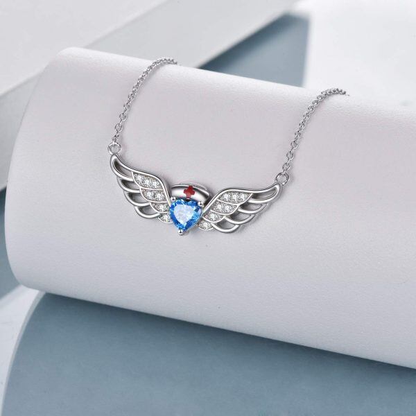 Sterling Silver Angel Wings Nurse Necklace-2