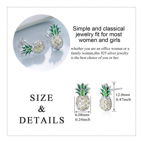 Sterling Silver Pineapple Earrings-2