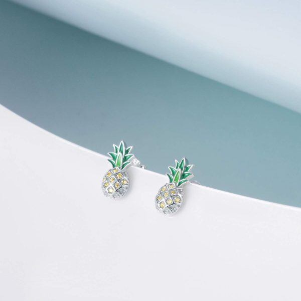 Sterling Silver Pineapple Earrings-3