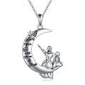 wholesale 925 Sterling Silver Mother and Daughter Crescent Moon Pendant Necklace with Engraved Message I Love You to the Moon & Back - Perfect Gift for Mom or Grandma-0-0