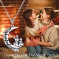 wholesale 925 Sterling Silver Mother and Daughter Crescent Moon Pendant Necklace with Engraved Message I Love You to the Moon & Back - Perfect Gift for Mom or Grandma-0-5