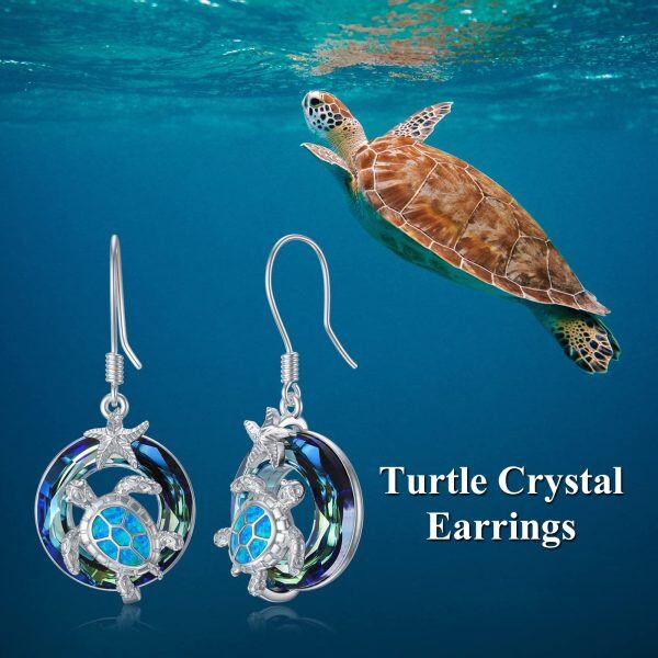 Sterling Silver Sea Turtle Earrings-1