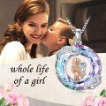 wholesale 925 Sterling Silver Mother and Child Crystal Pendant Necklace with Moon & Stars Design-0-1