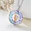 wholesale 925 Sterling Silver Mother and Child Crystal Pendant Necklace with Moon & Stars Design-0-3