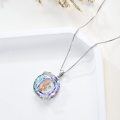 wholesale 925 Sterling Silver Mother and Child Crystal Pendant Necklace with Moon & Stars Design-0-4