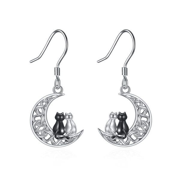 Sterling Silver Cat Earrings-0