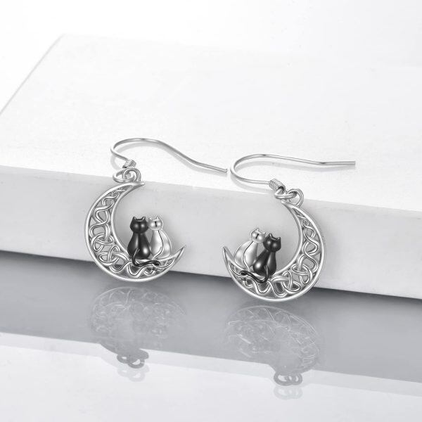 Sterling Silver Cat Earrings-1