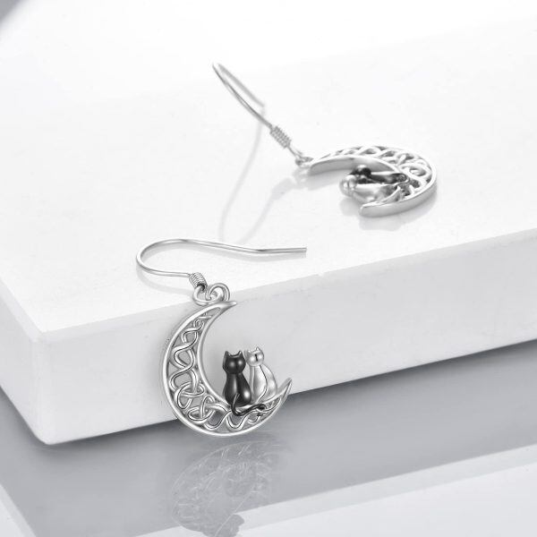 Sterling Silver Cat Earrings-2