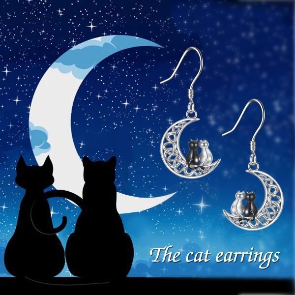 Sterling Silver Cat Earrings-4