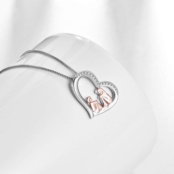 Sterling Silver Sister Heart Necklace-4