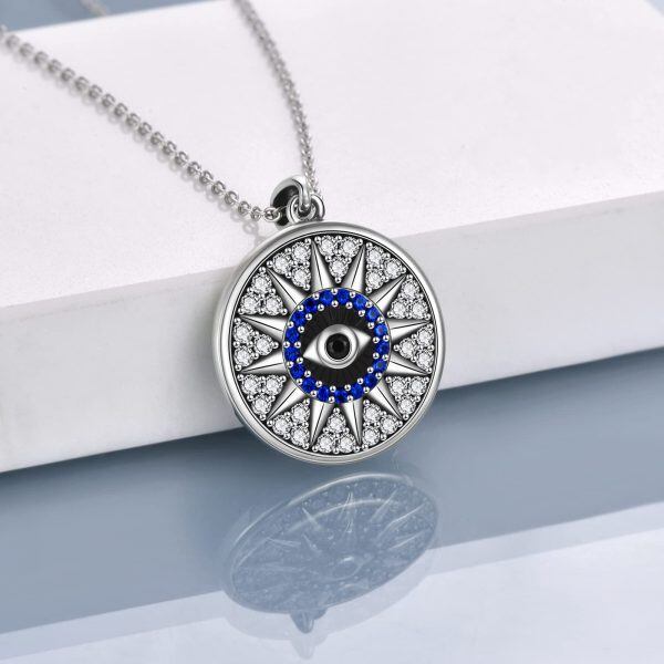 Sterling Silver Evil Eye Necklace-2