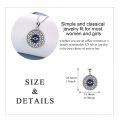 wholesale 925 Sterling Silver Round Compass Design Evil Eye Pendant Necklace with Blue Stones and CZs for Women-0-3