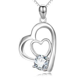 Sterling Silver Heart Necklace-0