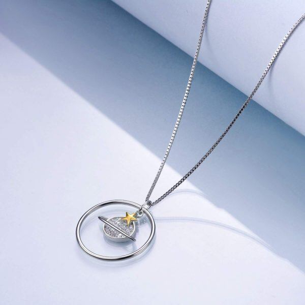 Sterling Silver Planet Necklace-2