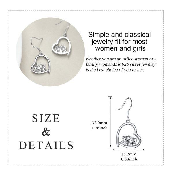 Sterling Silver Cat Earrings-1