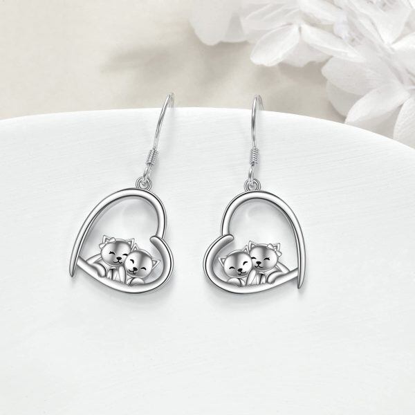 Sterling Silver Cat Earrings-2