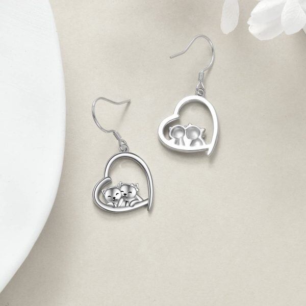 Sterling Silver Cat Earrings-3