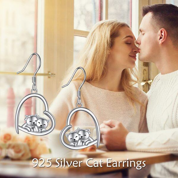 Sterling Silver Cat Earrings-4