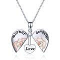 wholesale 925 Sterling Silver Mother Daughter Love Heart Pendant Necklaces for Women-0-0