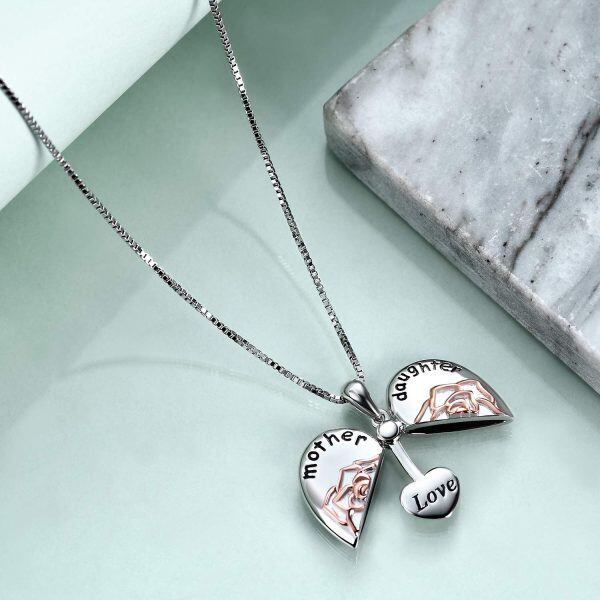 Sterling Silver Mother Daughter Necklace-1