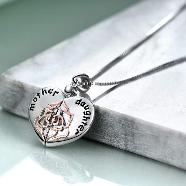 Sterling Silver Mother Daughter Necklace-2