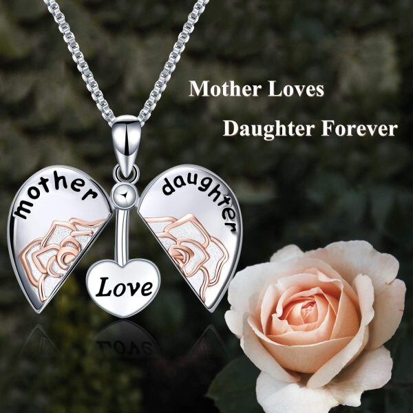 Sterling Silver Mother Daughter Necklace-5