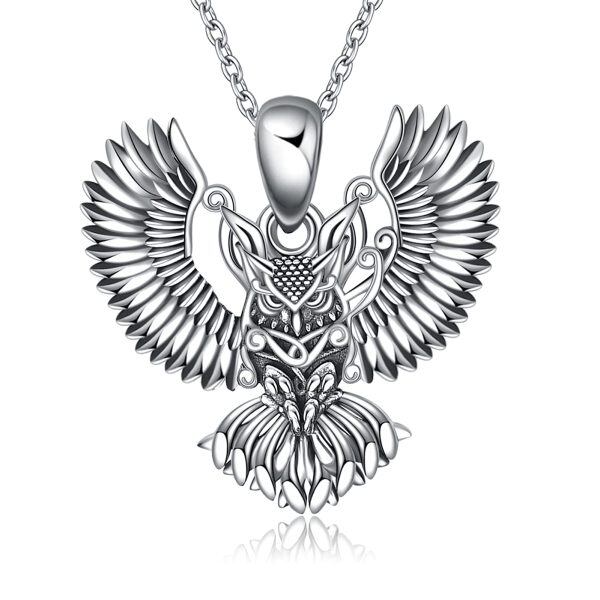 Sterling Silver Owl Necklace-0