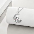 wholesale 925 Sterling Silver Moon Opal Frog Family Pendant Necklace for Women Gifts-0-3