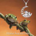 wholesale 925 Sterling Silver Moon Opal Frog Family Pendant Necklace for Women Gifts-0-5