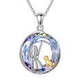 wholesale 925 Sterling Silver 925 Girl and Dog Crystal Pendant Necklace for Women-0-0