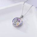 wholesale 925 Sterling Silver 925 Girl and Dog Crystal Pendant Necklace for Women-0-2