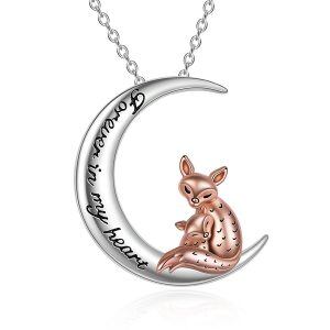 Sterling Silver Moon Fox Necklace-0