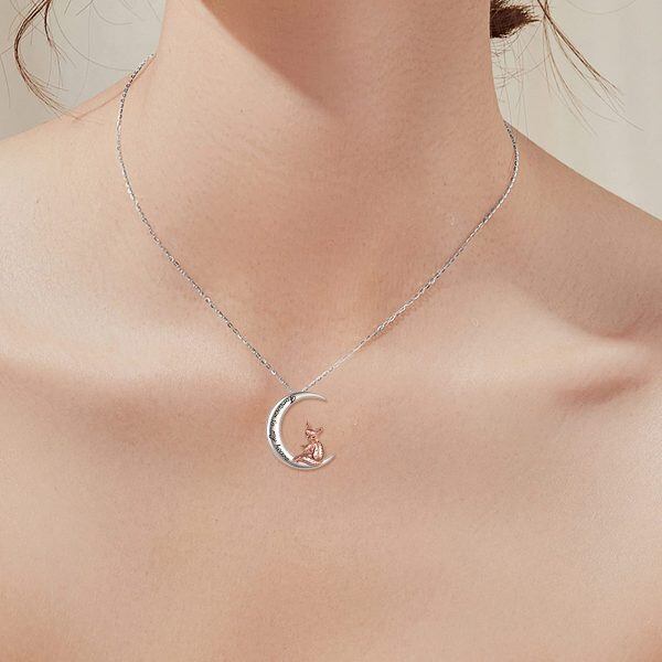 Sterling Silver Moon Fox Necklace-2