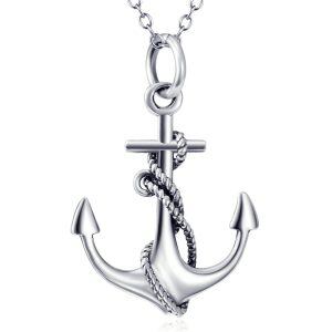 Sterling Silver Anchor Necklace-0