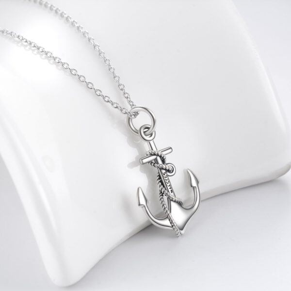 Sterling Silver Anchor Necklace-1